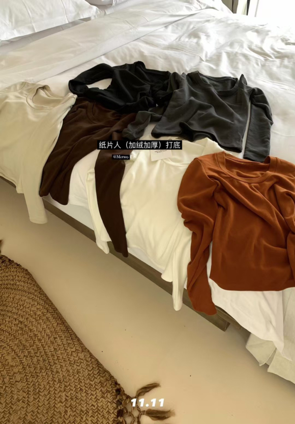 現貨 火爐瘦瘦Tee（多色囤）簡約日常百搭加厚抓絨U領打底衫