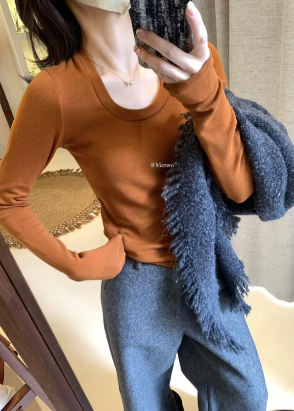 現貨 火爐瘦瘦Tee（多色囤）簡約日常百搭加厚抓絨U領打底衫