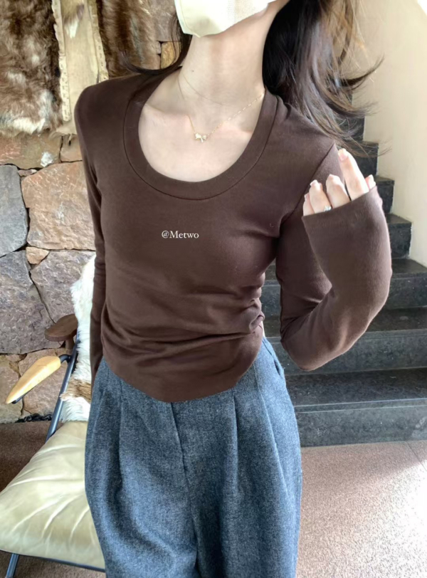 現貨 火爐瘦瘦Tee（多色囤）簡約日常百搭加厚抓絨U領打底衫