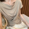 AB Chic 小設計感後背鏤空短袖T恤 收腰褶皺顯腰身