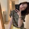 印象派   簡約日常設計感立體肌理條紋短袖T恤 🤎簡約不簡單🤎