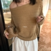 秋上新囉💛簡約氣質日常斜肩長袖針織衫