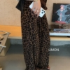 自留豹紋！鬆弛感寬鬆慵懶拖地休閒褲