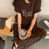 自留豹紋！鬆弛感寬鬆慵懶拖地休閒褲