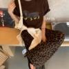 自留豹紋！鬆弛感寬鬆慵懶拖地休閒褲