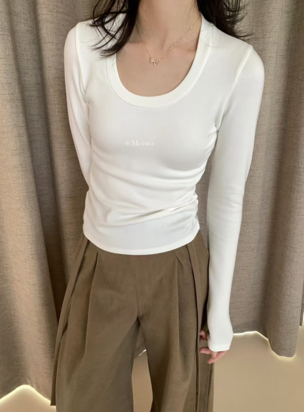 現貨 火爐瘦瘦Tee（多色囤）簡約日常百搭加厚抓絨U領打底衫