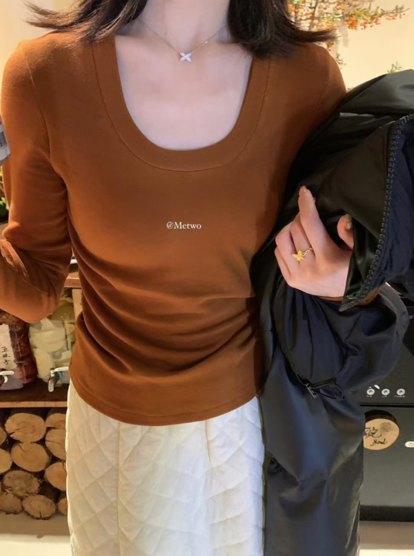 現貨 火爐瘦瘦Tee（多色囤）簡約日常百搭加厚抓絨U領打底衫