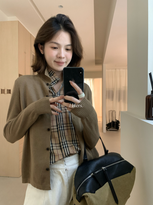 預購✔️秋上新 老錢感真兩件拼接立領針織開衫
