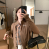 預購✔️秋上新 老錢感真兩件拼接立領針織開衫