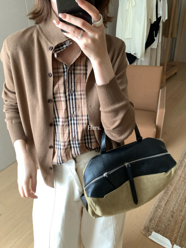 預購✔️秋上新 老錢感真兩件拼接立領針織開衫
