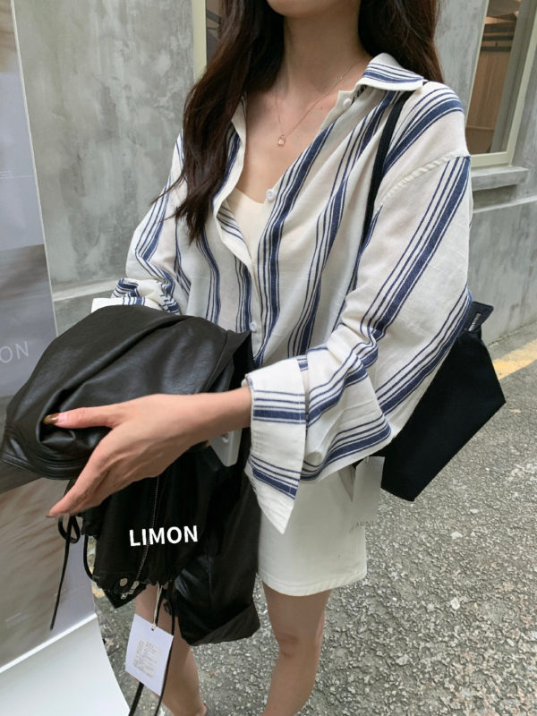 秋上新！預購 輕氧鬆弛感條紋襯衫(含45%棉料)